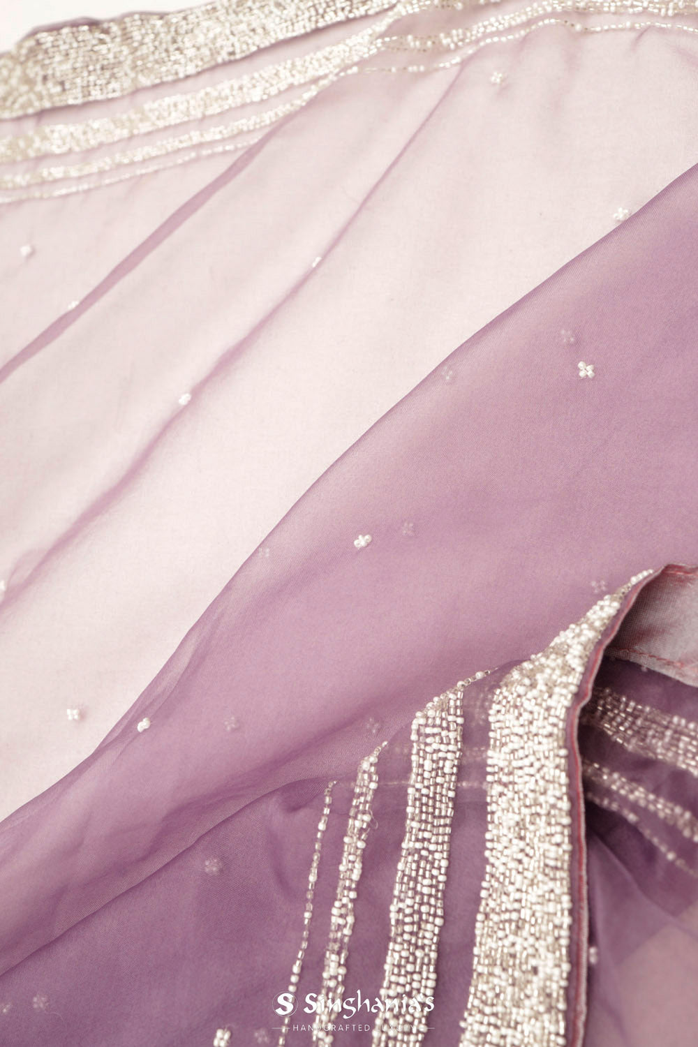 Heather Purple Handcrafted Organza Saree