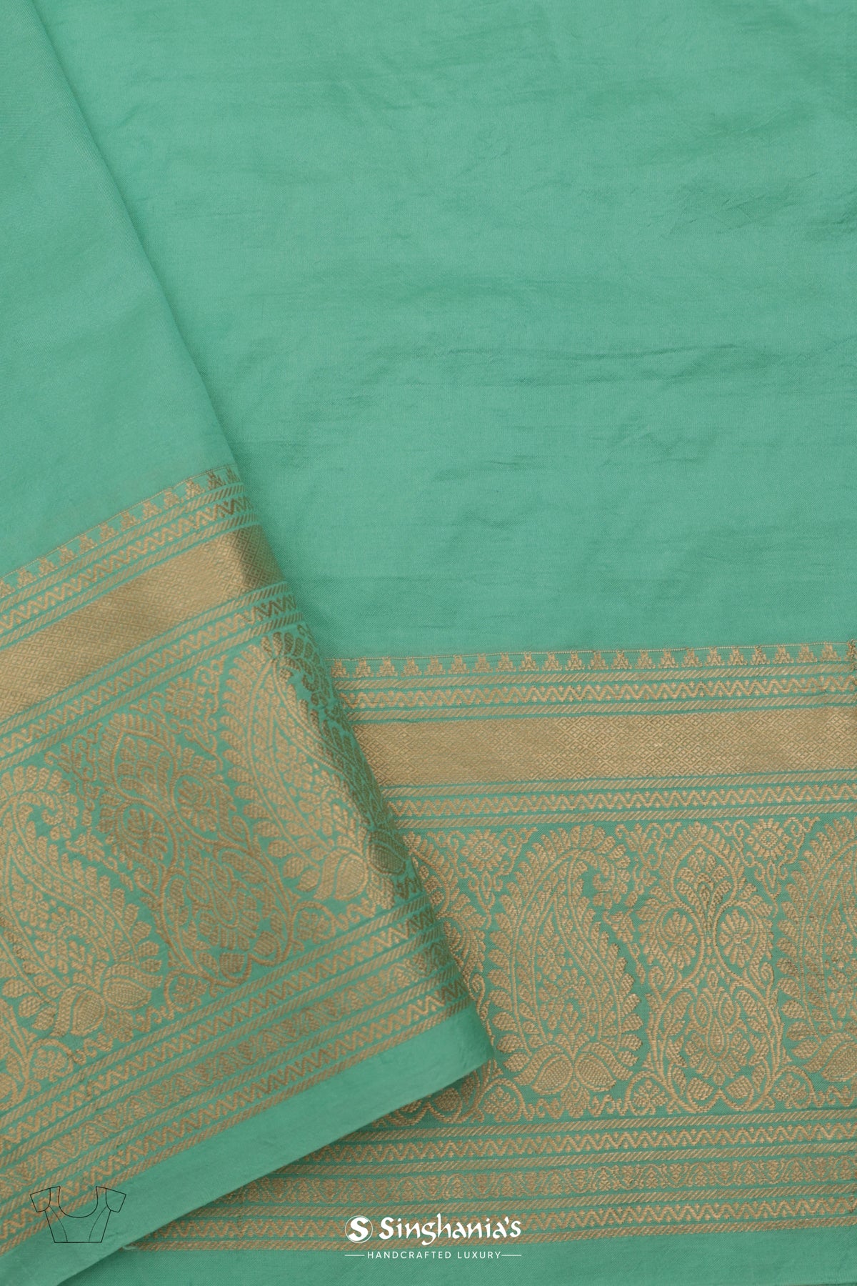 Aqua Blue Kanchi Saree With Floral Jaal Embroidery