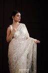 Off White Organza Designer Saree With Hand Embroidery