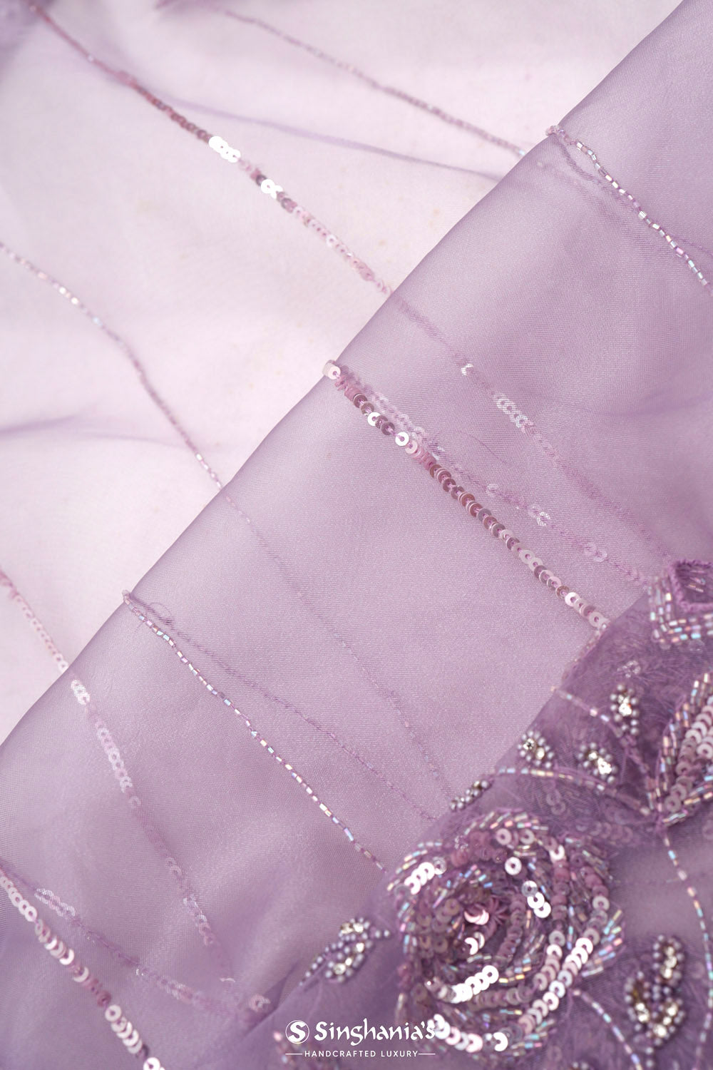 Amethyst Purple Organza Handcrafted Saree