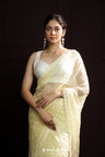 Pale Yellow Organza Saree With Jaal Embroidery