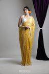 Citrine Yellow Organza Saree With Hand Embroidery