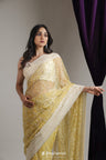 Baby Yellow Organza Saree With Hand Embroidery