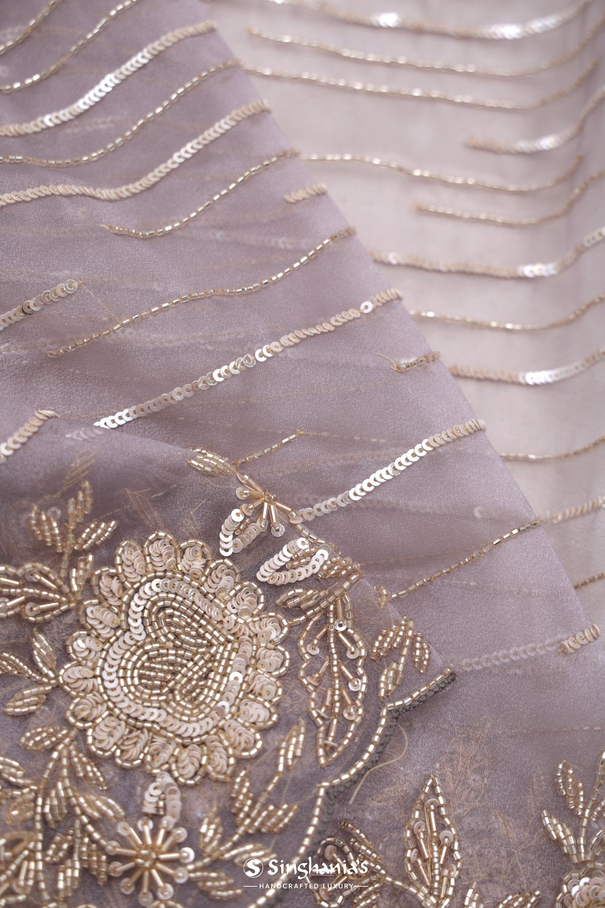 Pale Purple Designer Tissue Organza Saree With Embroidery