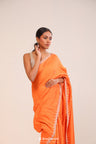 Bright Orange Matka Silk Handcrafted Saree