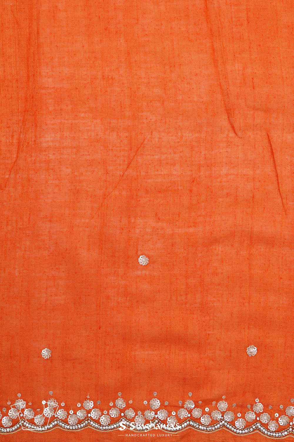 Bright Orange Matka Silk Handcrafted Saree