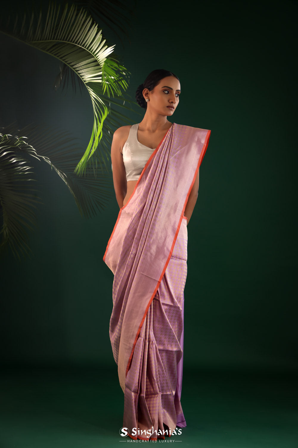 Mauve Purple Banarasi Silk Saree With Abstract Zari Weaving