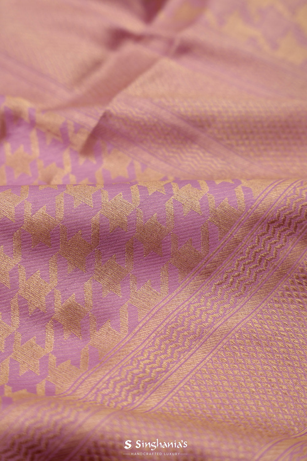 Mauve Purple Banarasi Silk Saree With Abstract Zari Weaving