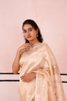 Pink Gold Tissue Banarasi Silk Saree With Zari Weaving