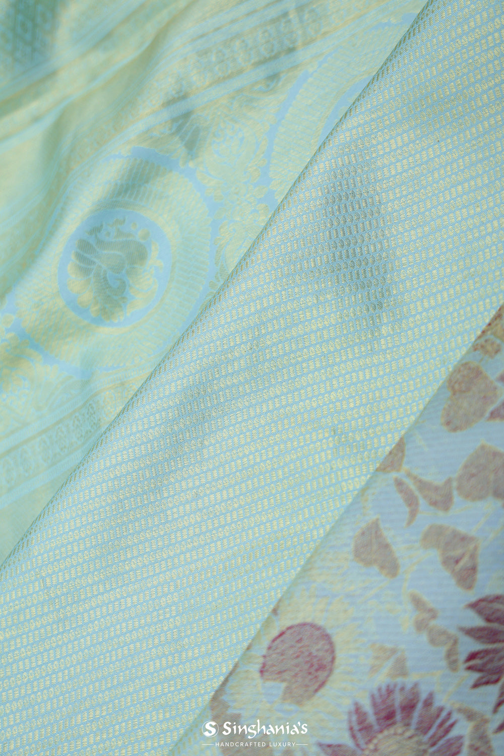 Light Turquoise Kanjivaram Silk Saree