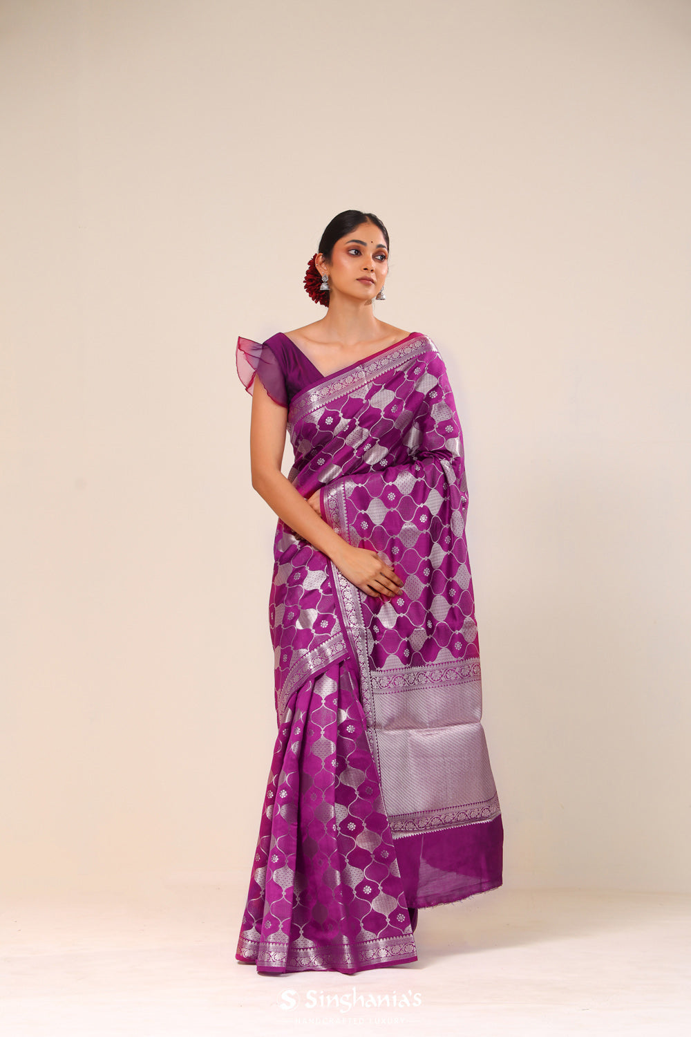 Fandango Purple Chiniya Banarasi Silk Saree