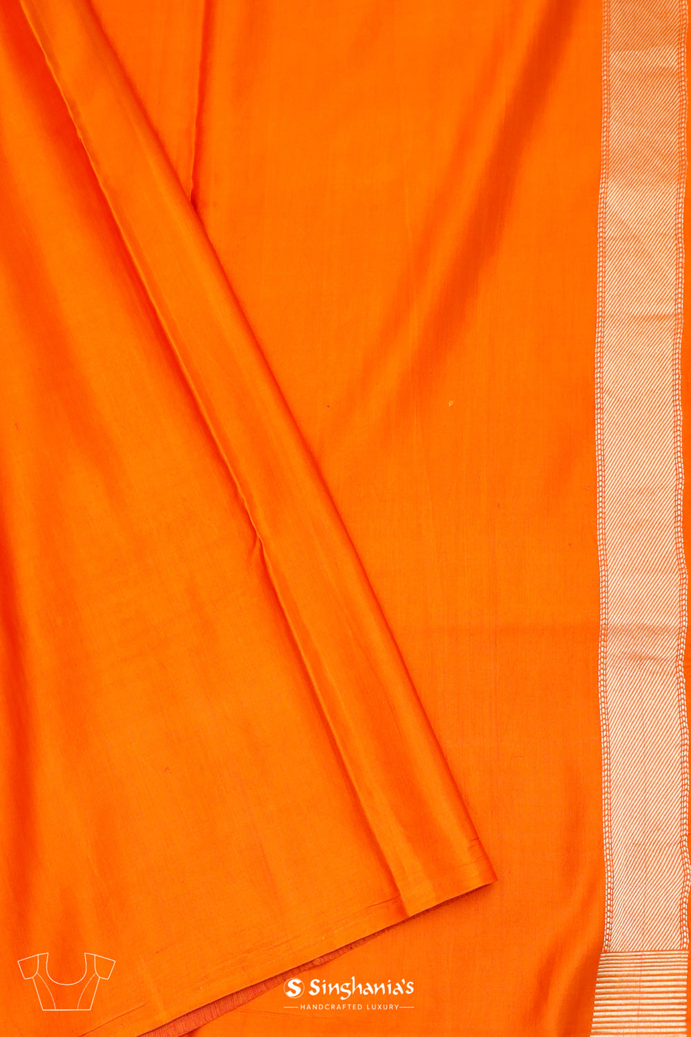 Vivid Orange Banarasi Satin Saree With Floral-Fauna Elegance