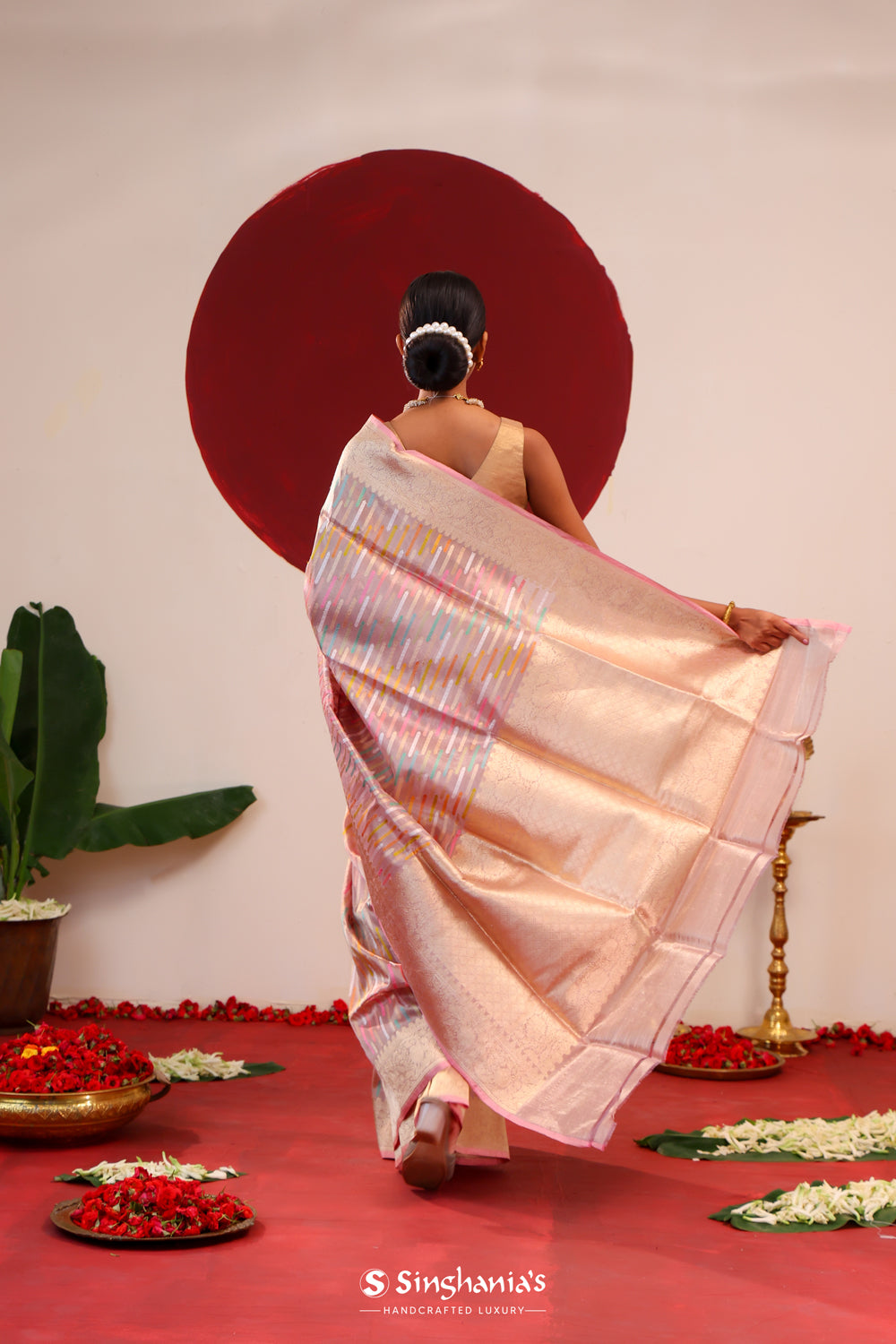 Pale Purple Meenakari Tissue Banarasi Saree