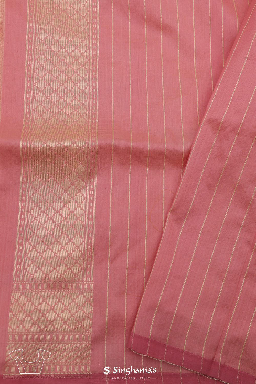 Wild Orchid Pink Banarasi Silk Saree With Floral Buttas