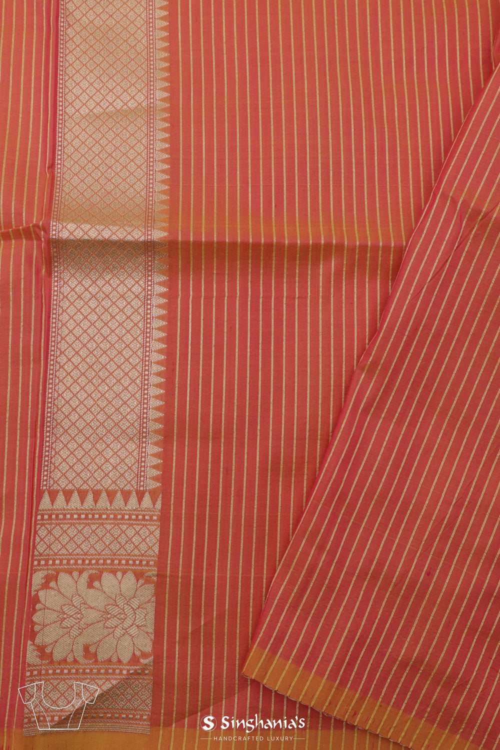 Pink-Yellow Dual Shade Saree With Gold Zari Jaal