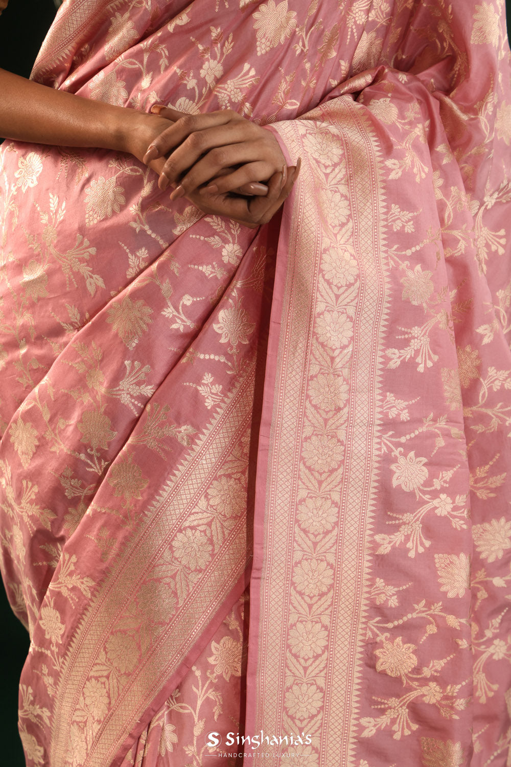 Thistle Purple Banarasi Silk Saree With Zari Weaving