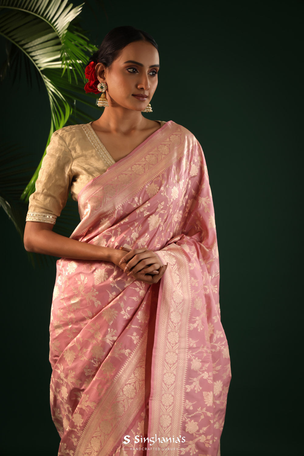 Thistle Purple Banarasi Silk Saree With Zari Weaving