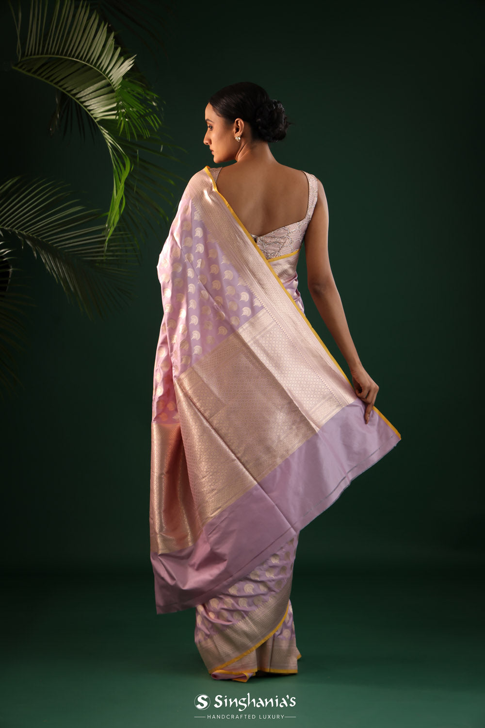 Thistle Purple Banarasi Silk Saree With Zari Butti