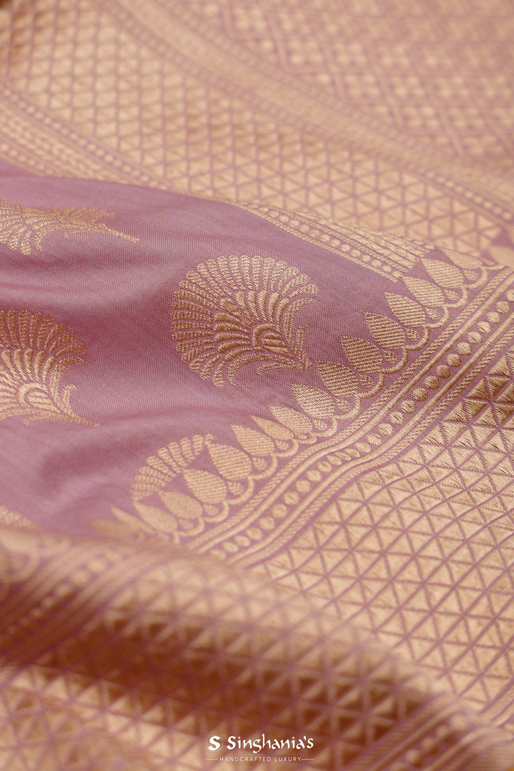 Thistle Purple Banarasi Silk Saree With Zari Butti