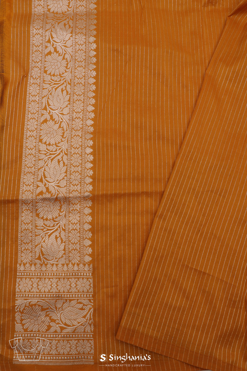 Goldenrod Yellow Banarasi Silk Saree With Floral Weaving