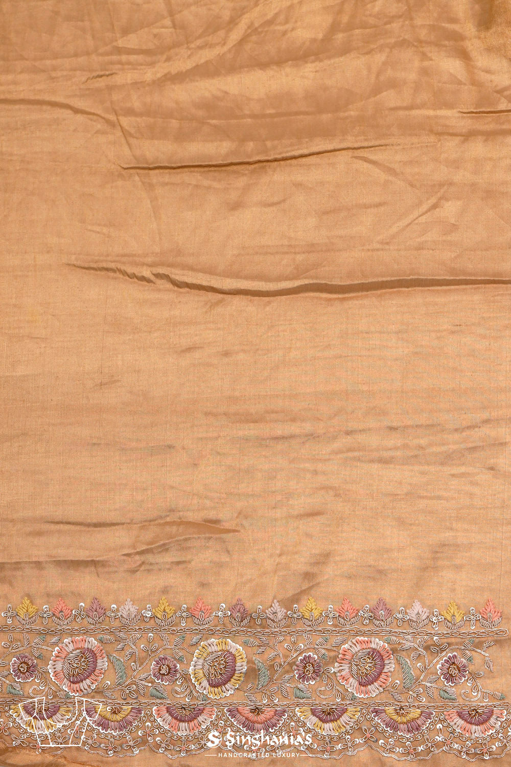 Silver Gold Dual-Colour Tissue Handcrafted Saree