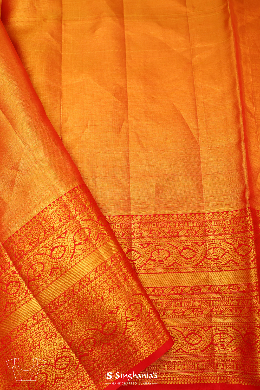 Pastel Peach-Gold Tissue Kanjivaram Saree With Floral Weaving