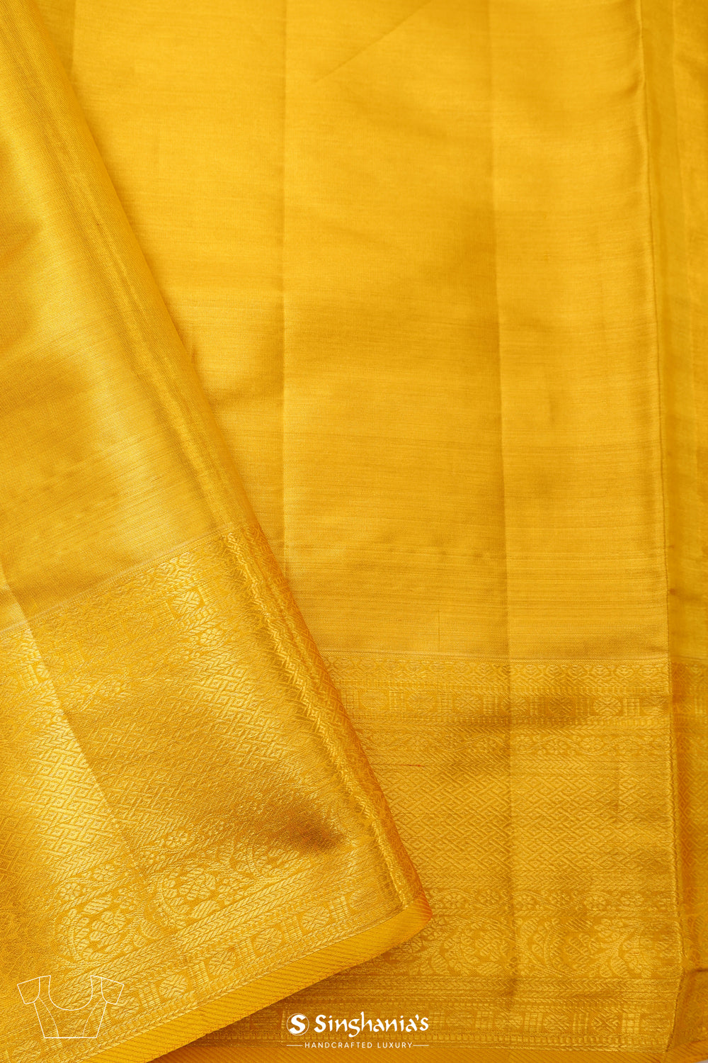 Yellowish Gold Tissue Kanjivaram Saree With Floral Weaving