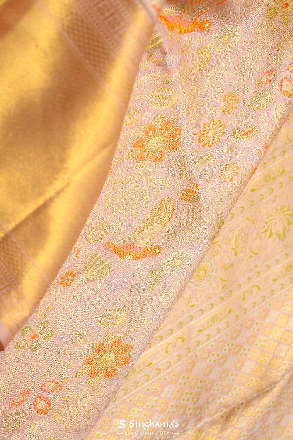 Pale Pink Jaal Kanjivaram Silk Saree