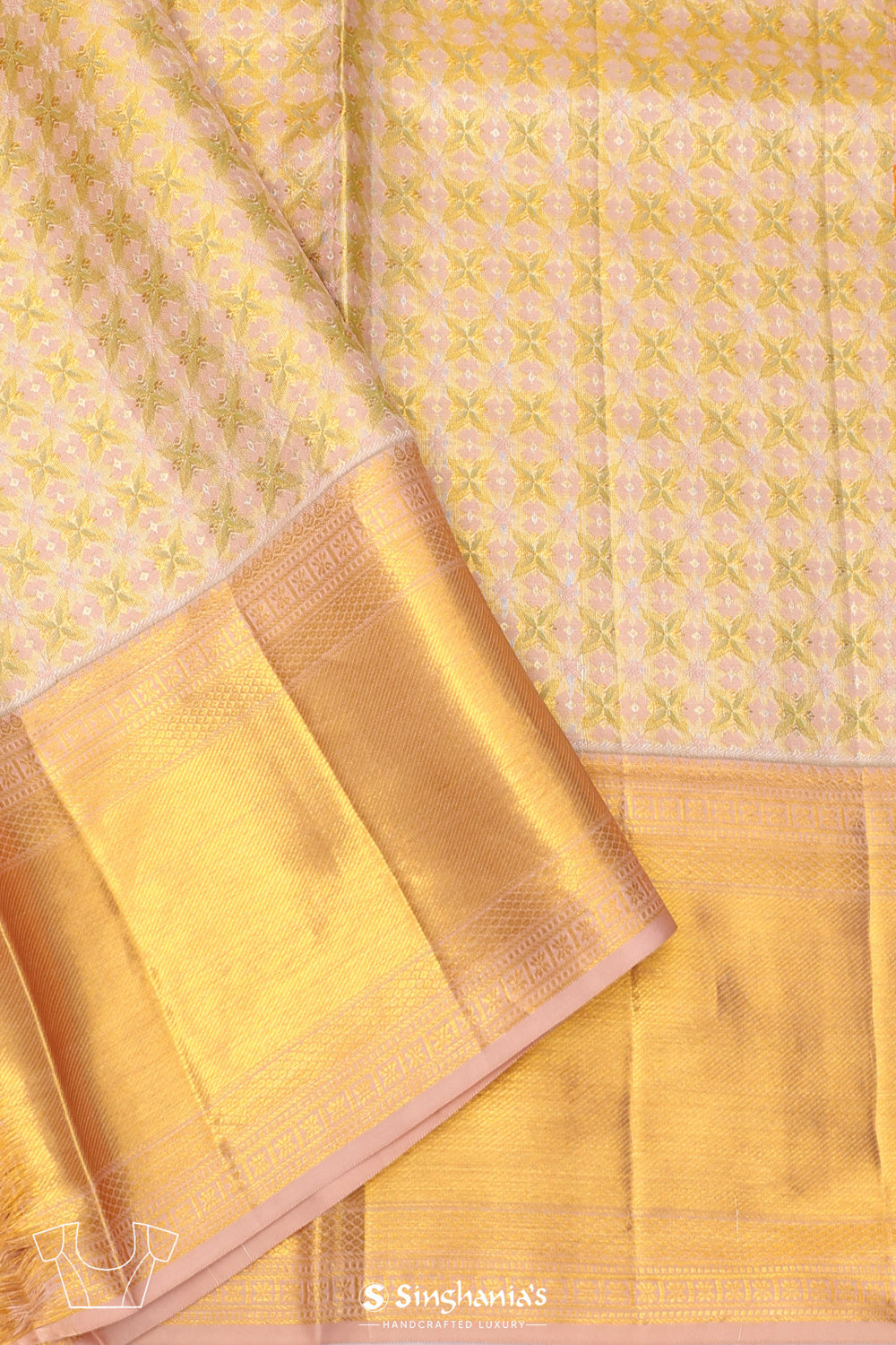 Pale Pink Jaal Kanjivaram Silk Saree