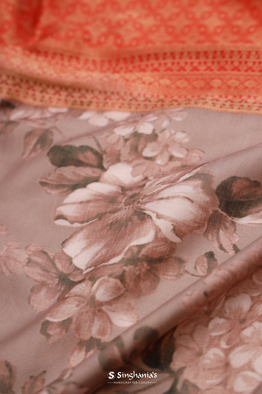 Printed Kanjivaram Silk Saree In Mountbatten Pink