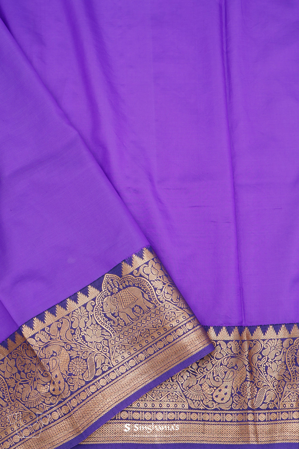 Printed Kanjivaram Silk Saree In Thistle Purple