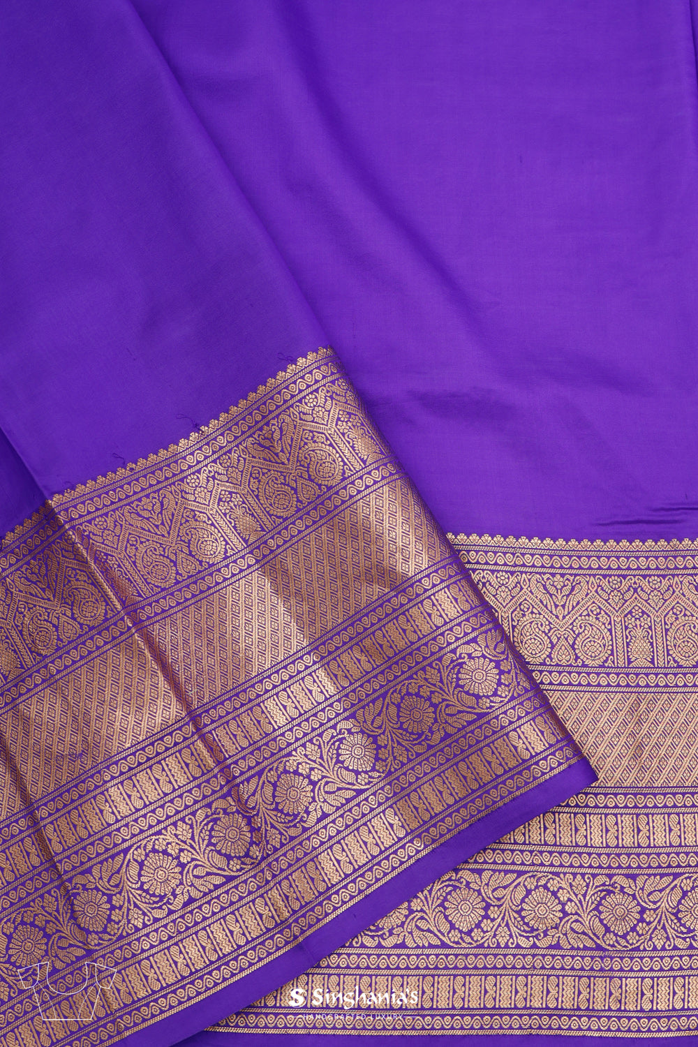 Printed Kanjivaram Silk Saree In Powder Blue