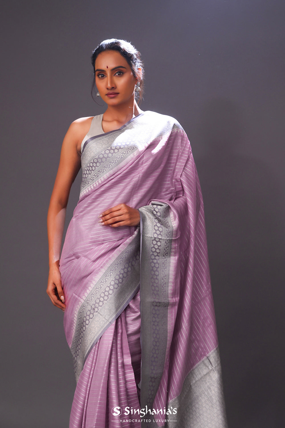 Plum Purple Chiniya Banarasi Silk Saree