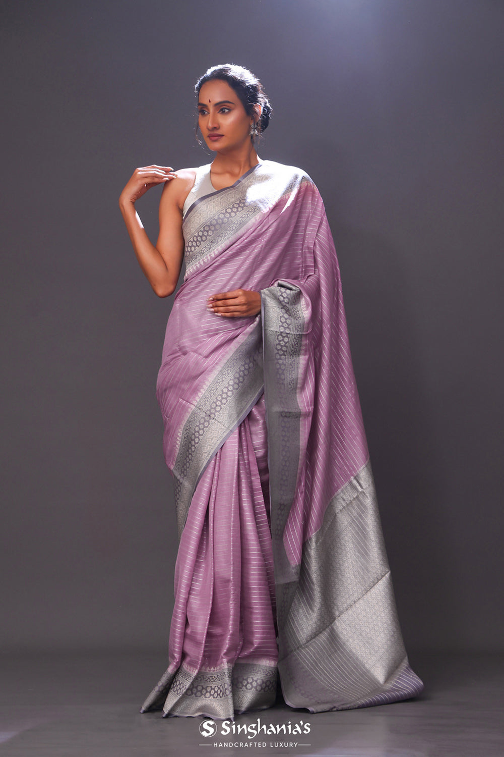 Plum Purple Chiniya Banarasi Silk Saree