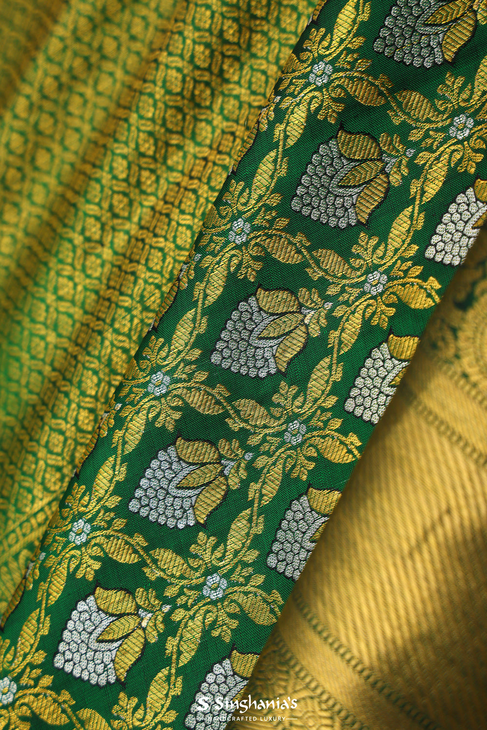 Dark Green Jaal Kanjivaram Silk Saree