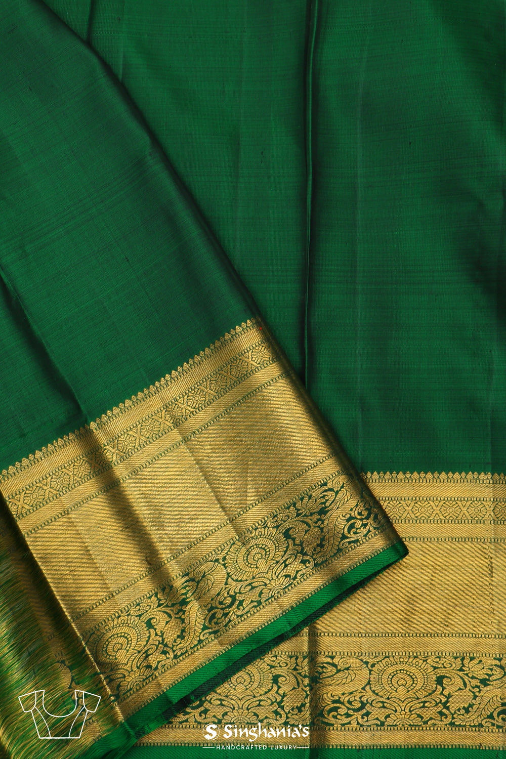 Dark Green Jaal Kanjivaram Silk Saree