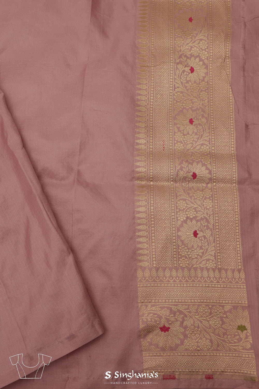 Pastel Purple Banarasi Silk Saree With Floral Detailing