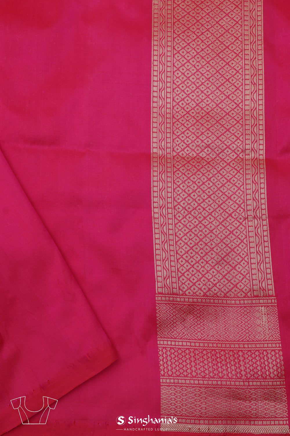 Hot Pink Banarasi Silk Saree With Vibrant Meenakari Jaal