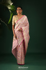 Pale Purple Banarasi Silk Saree With Geometric Weaving