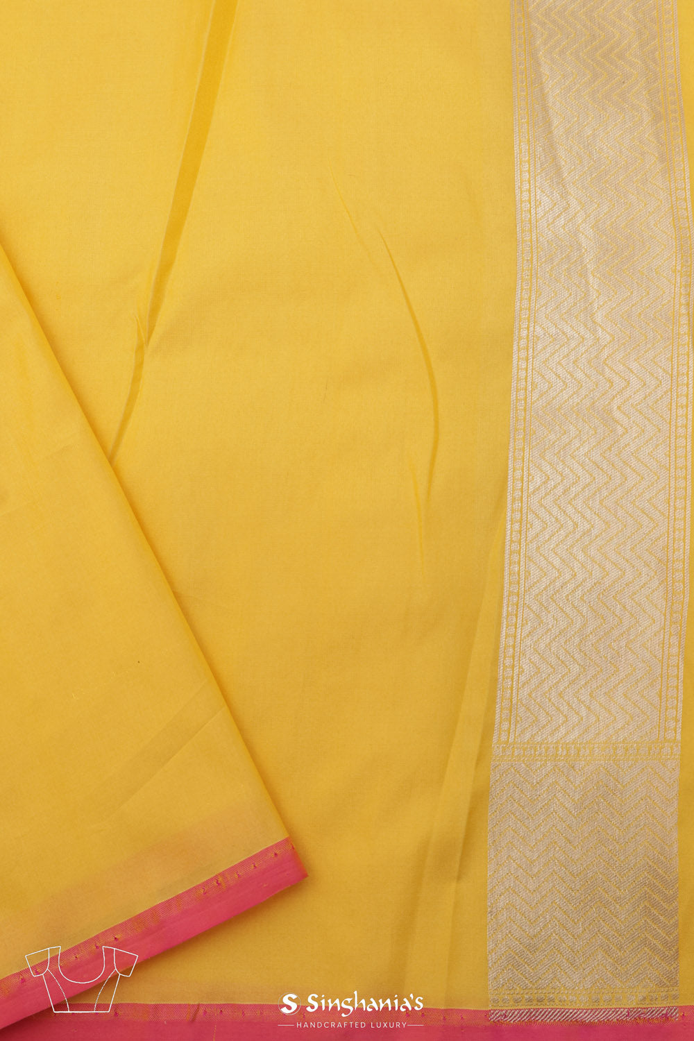 Macaron Yellow Banarasi Silk Saree With Bird Motifs