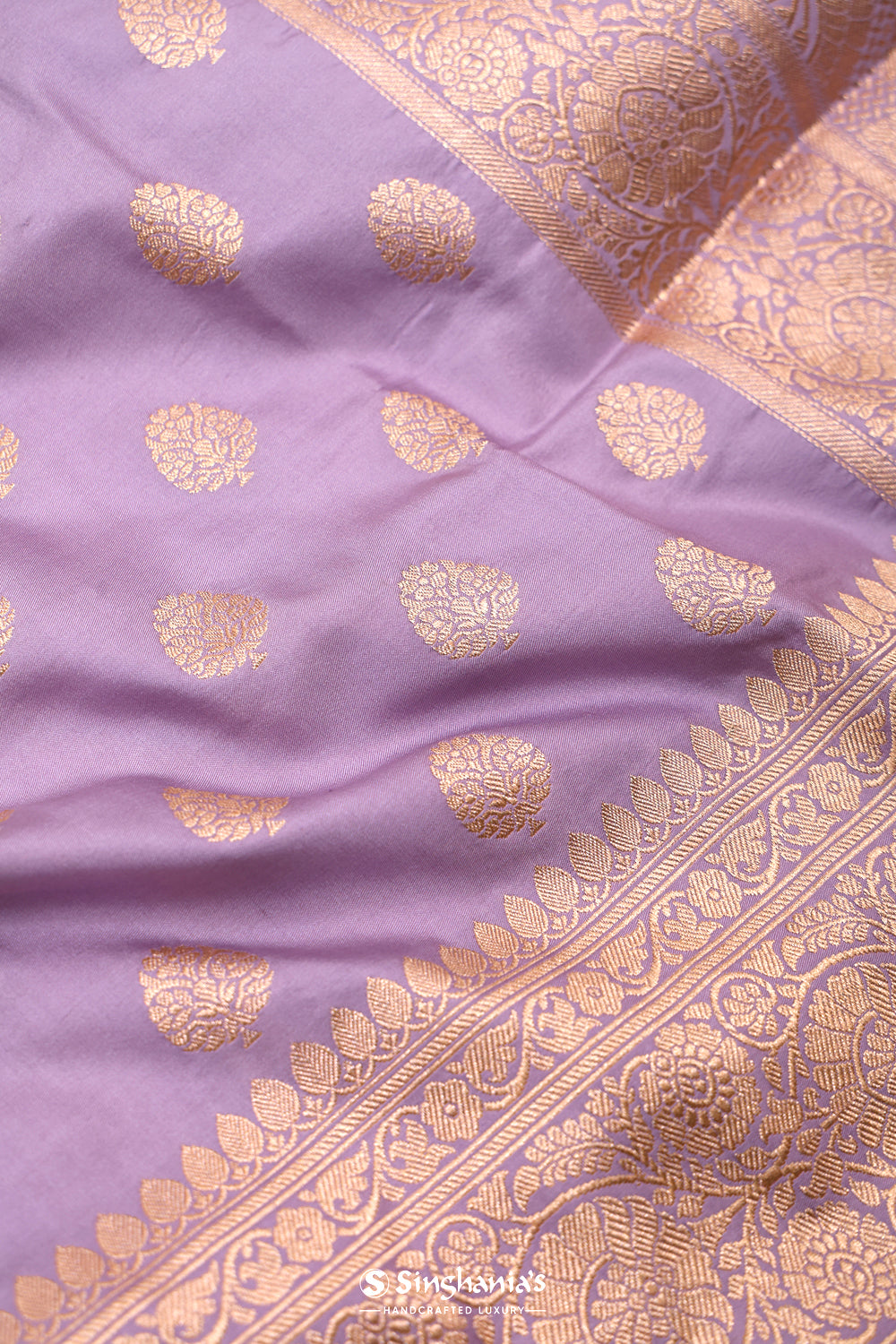 Heather Purple Banarasi Silk Saree With Floral Butti