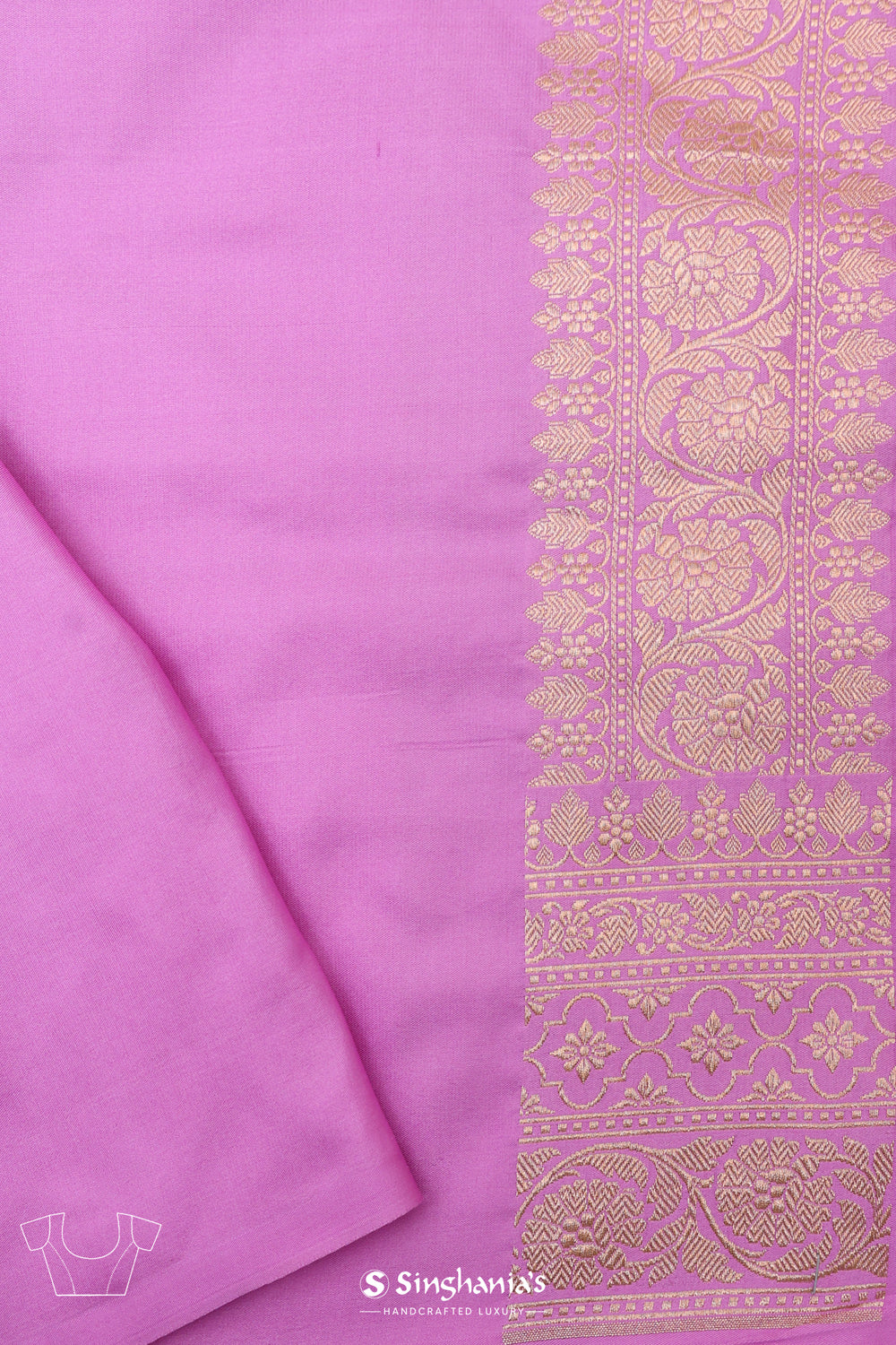 French Mauve Banarasi Silk Saree With Foral Butti