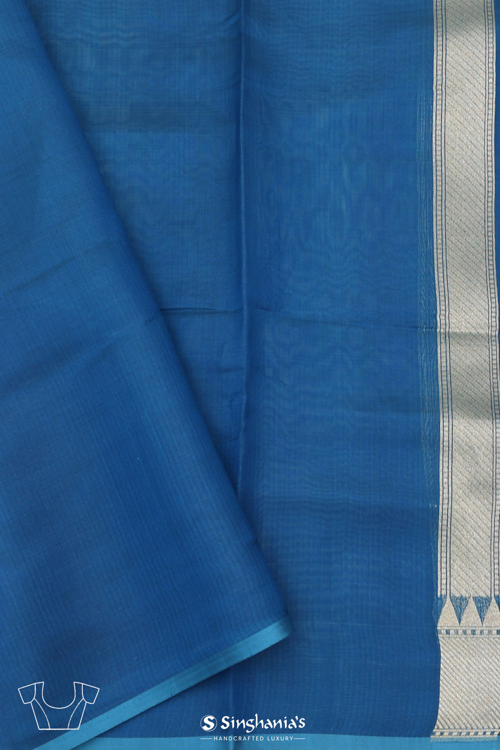 Spanish Blue Chiniya Banarasi Silk Saree