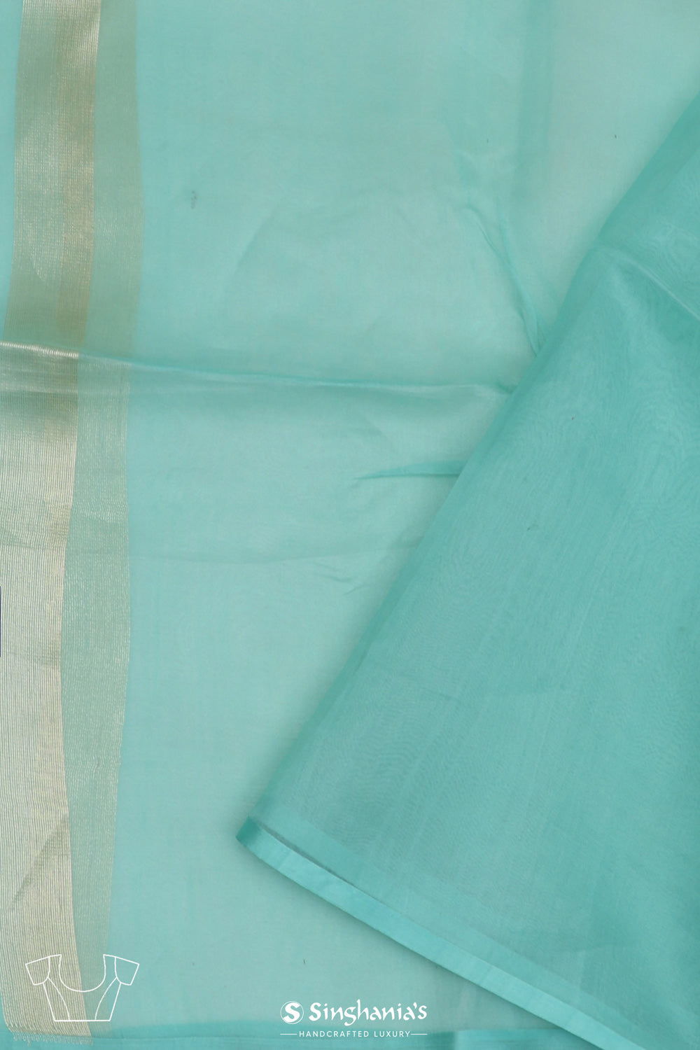 Seafoam Green Organza Jamdani Banarasi Saree