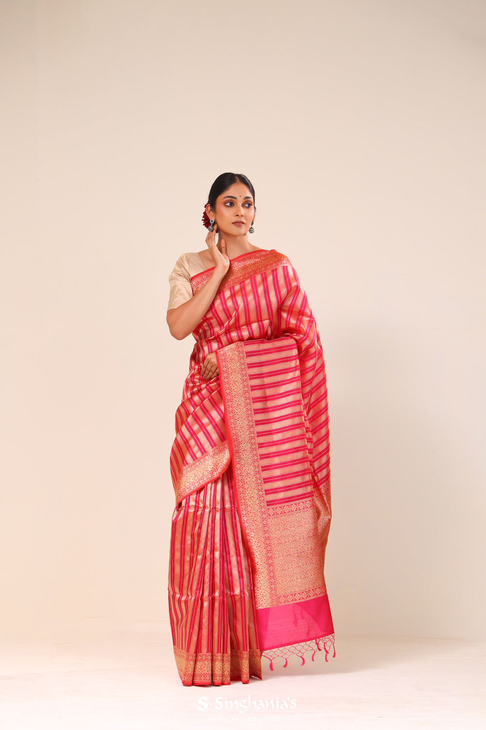 Paradise Pink Chiniya Banarasi Silk Saree