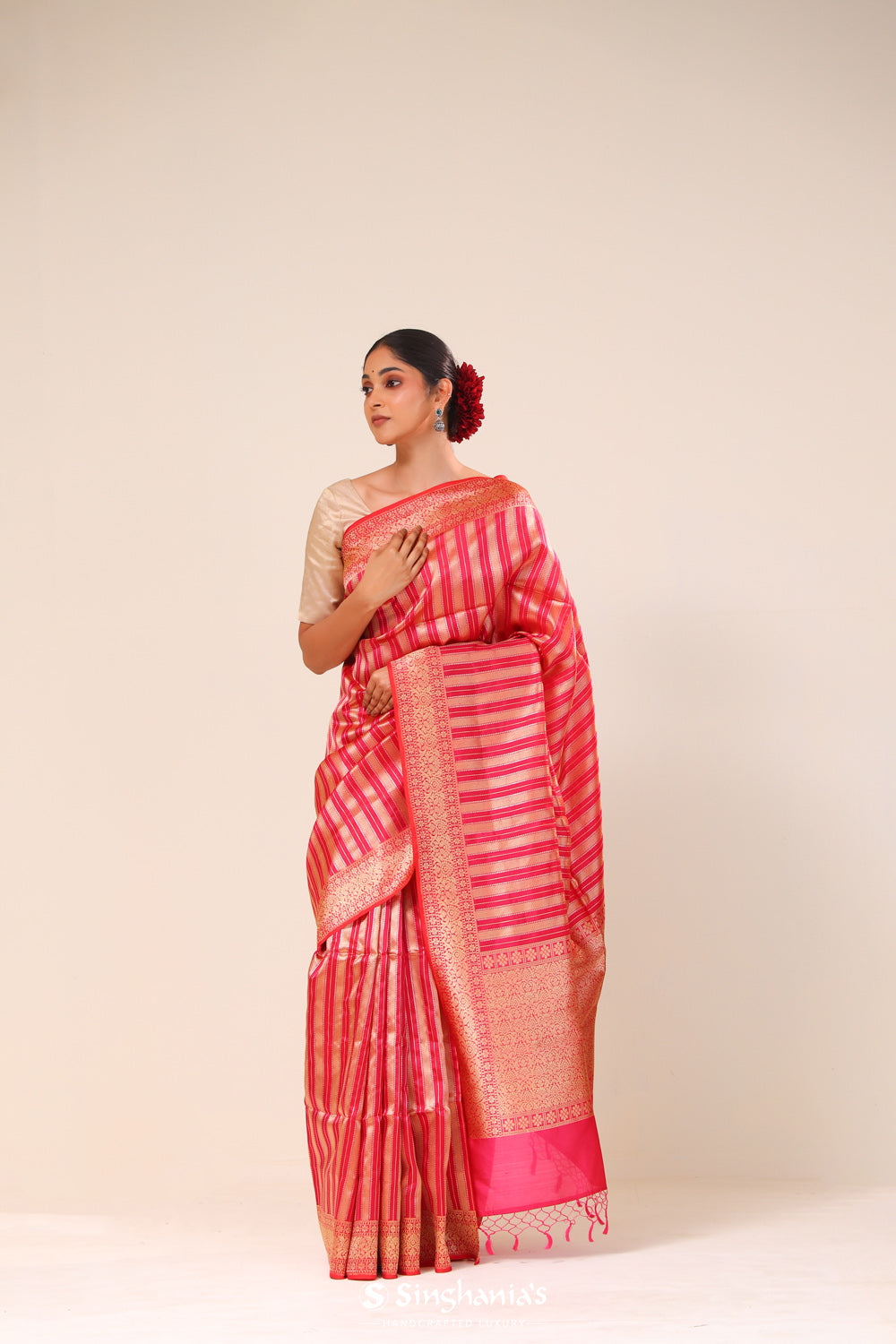 Paradise Pink Chiniya Banarasi Silk Saree