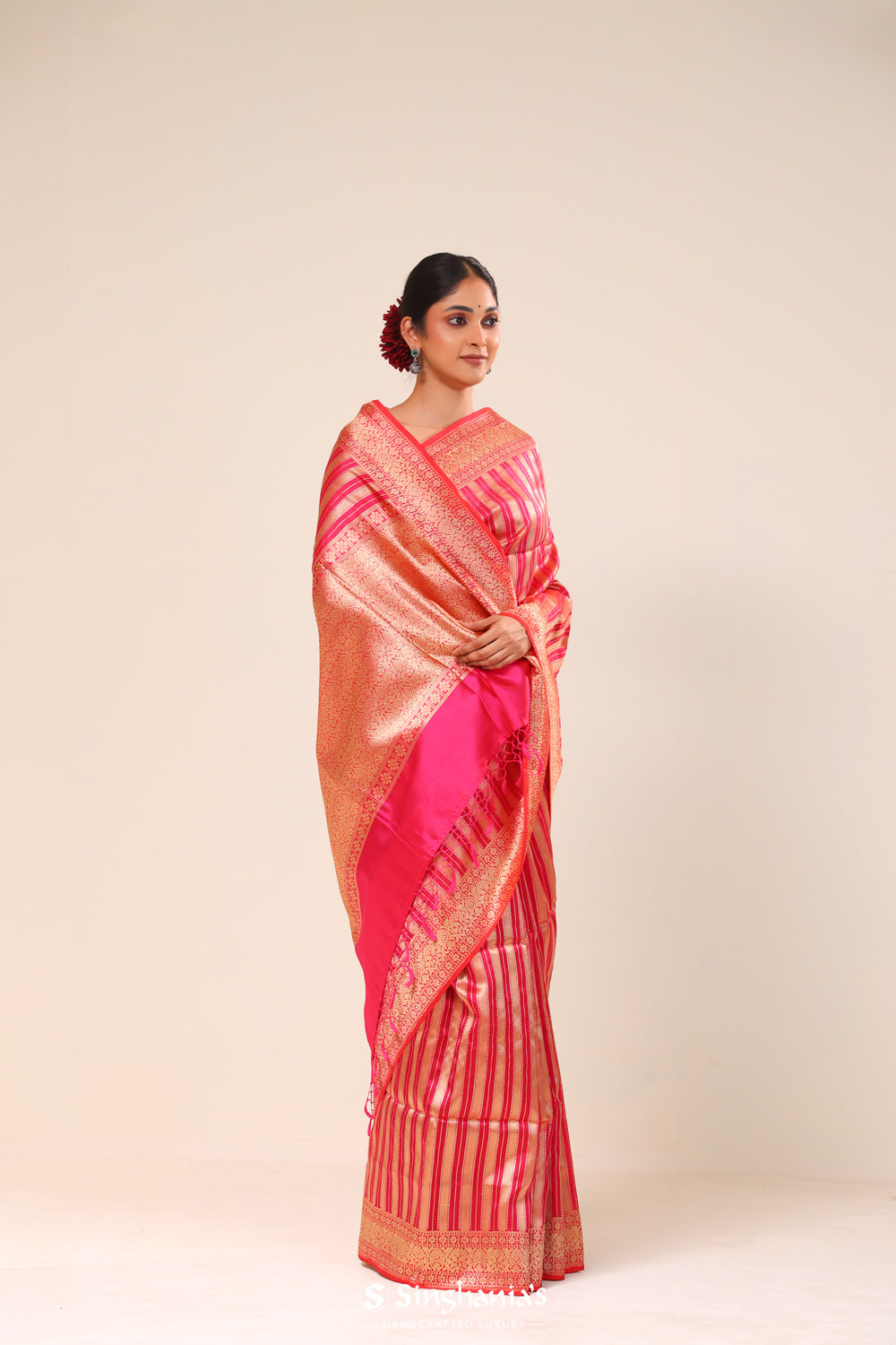 Paradise Pink Chiniya Banarasi Silk Saree