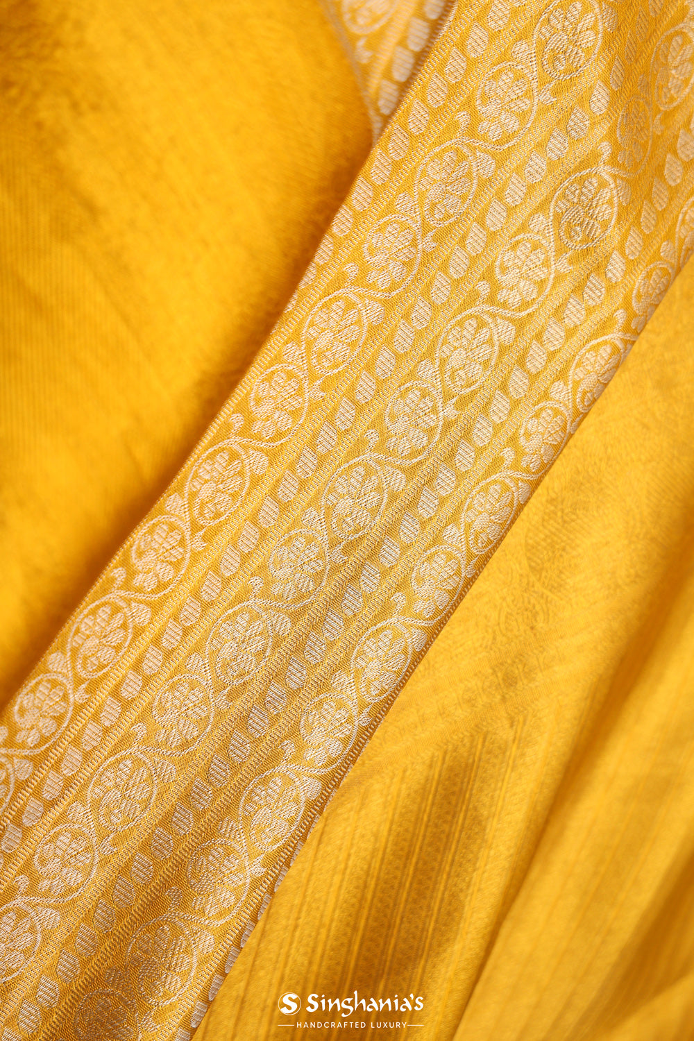 Bright Gold Striped Kanjivaram Silk Saree