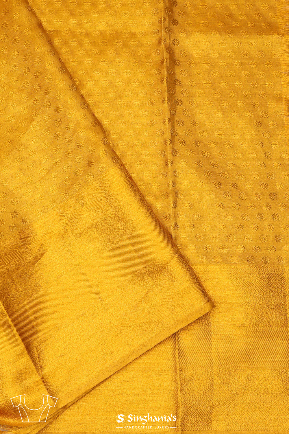 Bright Gold Striped Kanjivaram Silk Saree