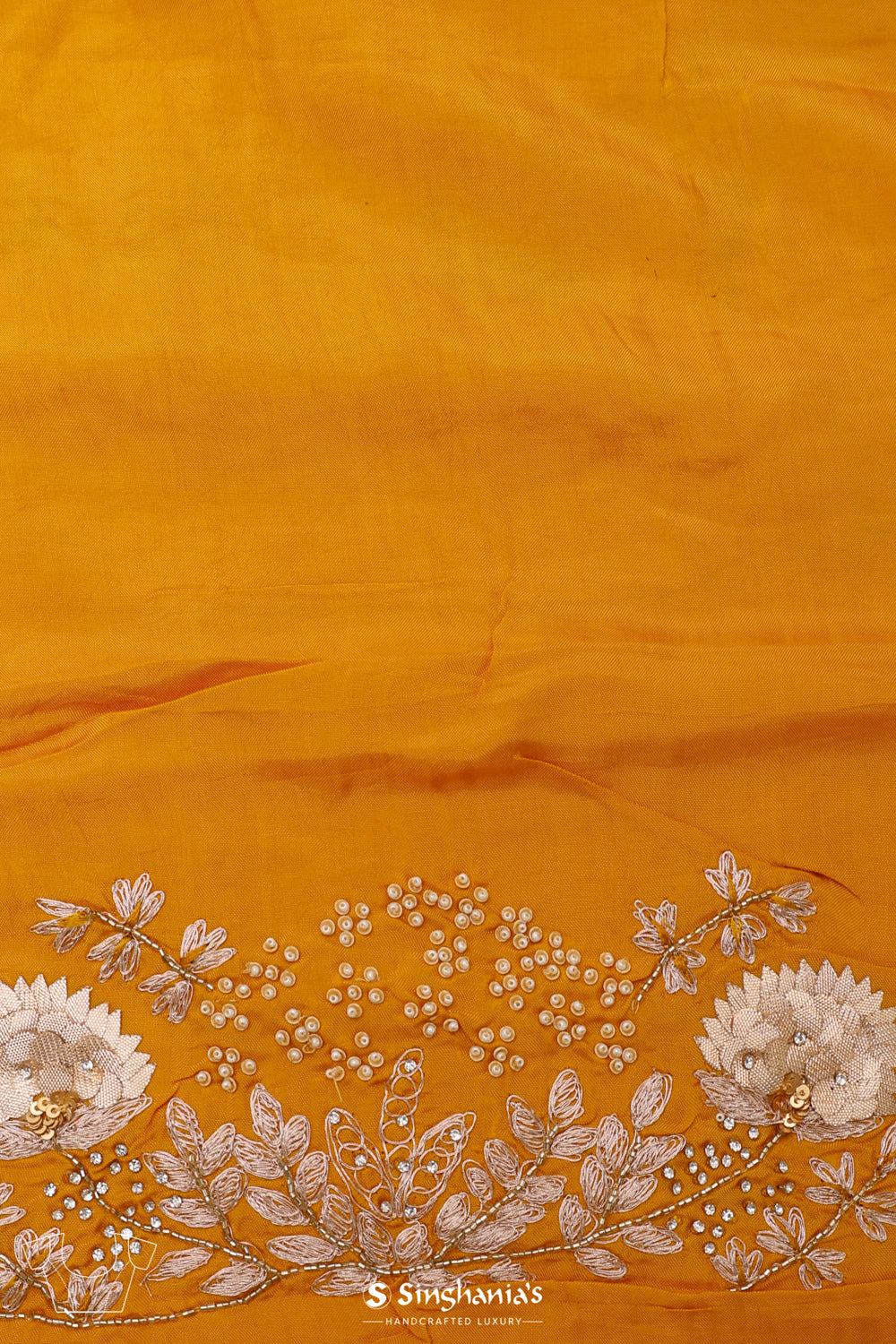 Kasugai Peach Tissue Saree With Zari Weave & Embroidery